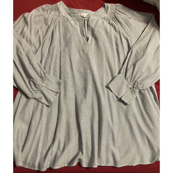 Ingrid & Isabel Maternity Blouse XL Blue White Pin Stripe - Picture 1 of 16